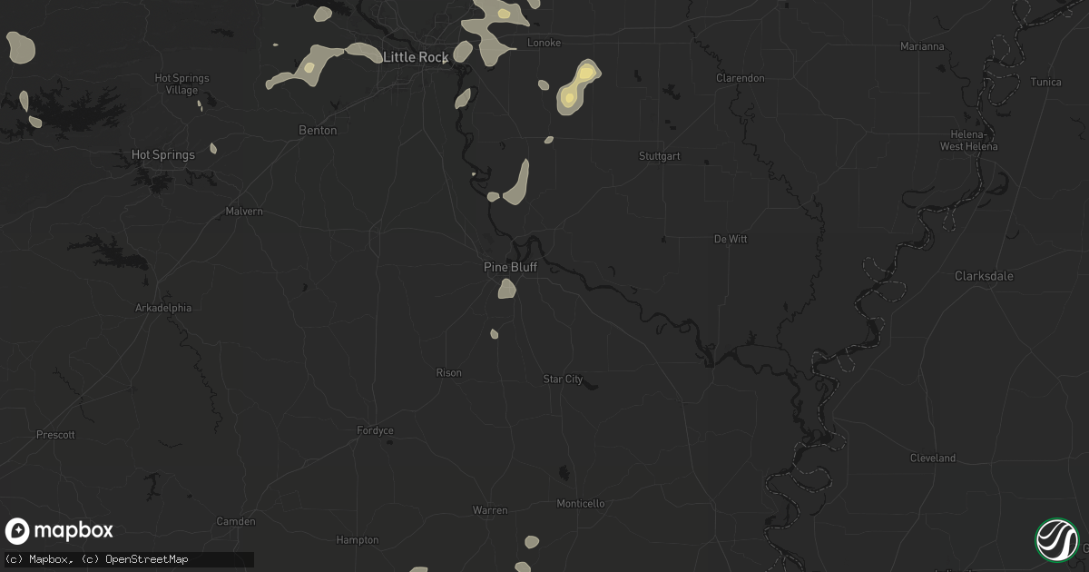 Hail map in Pine Bluff, AR on July 4, 2026