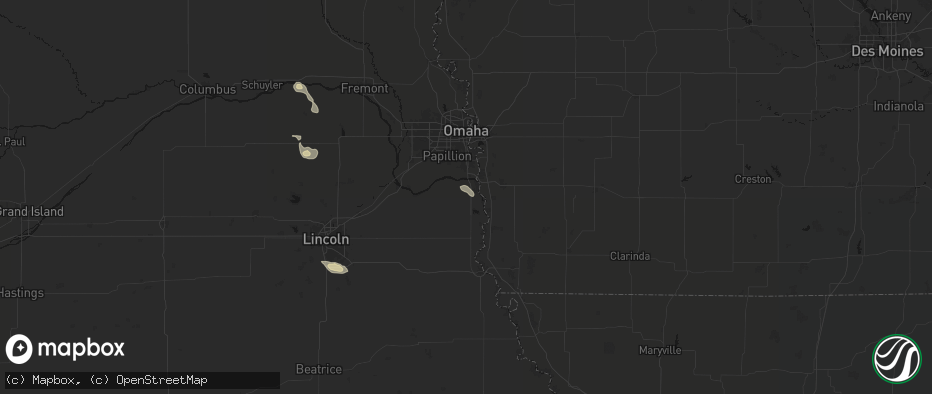 Hail map in Plattsmouth, NE on July 4, 2026