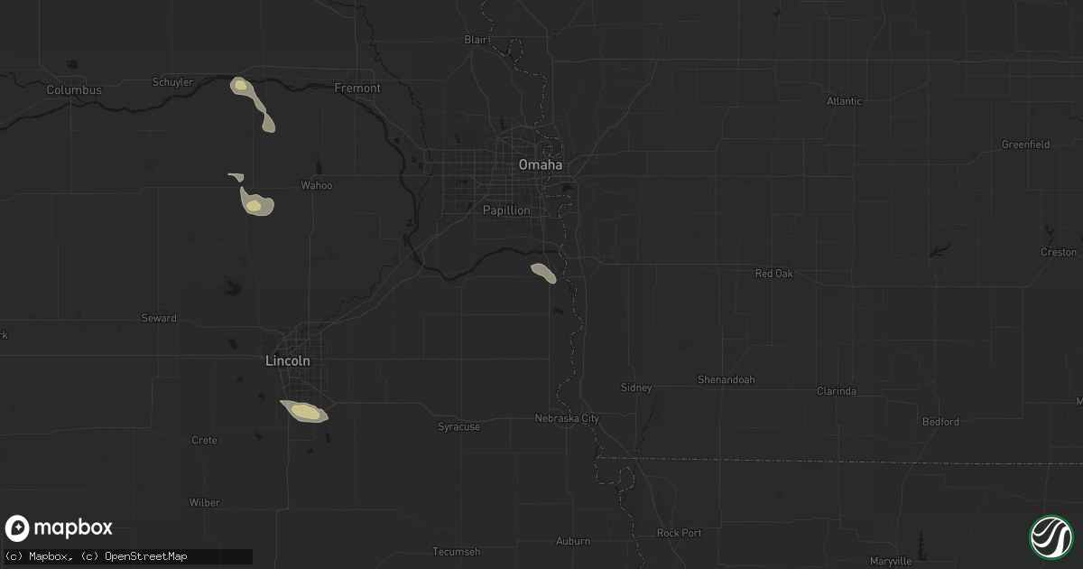 Hail map in Plattsmouth, NE on July 4, 2026