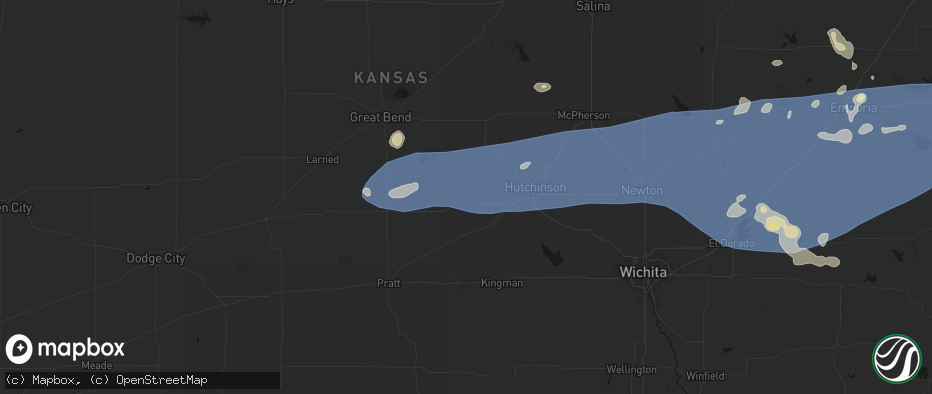 Hail map in Plevna, KS on July 4, 2026