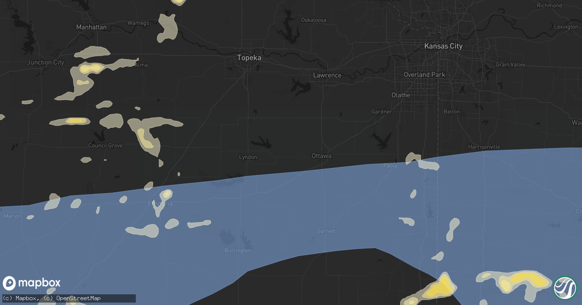 Hail map in Pomona, KS on July 4, 2026