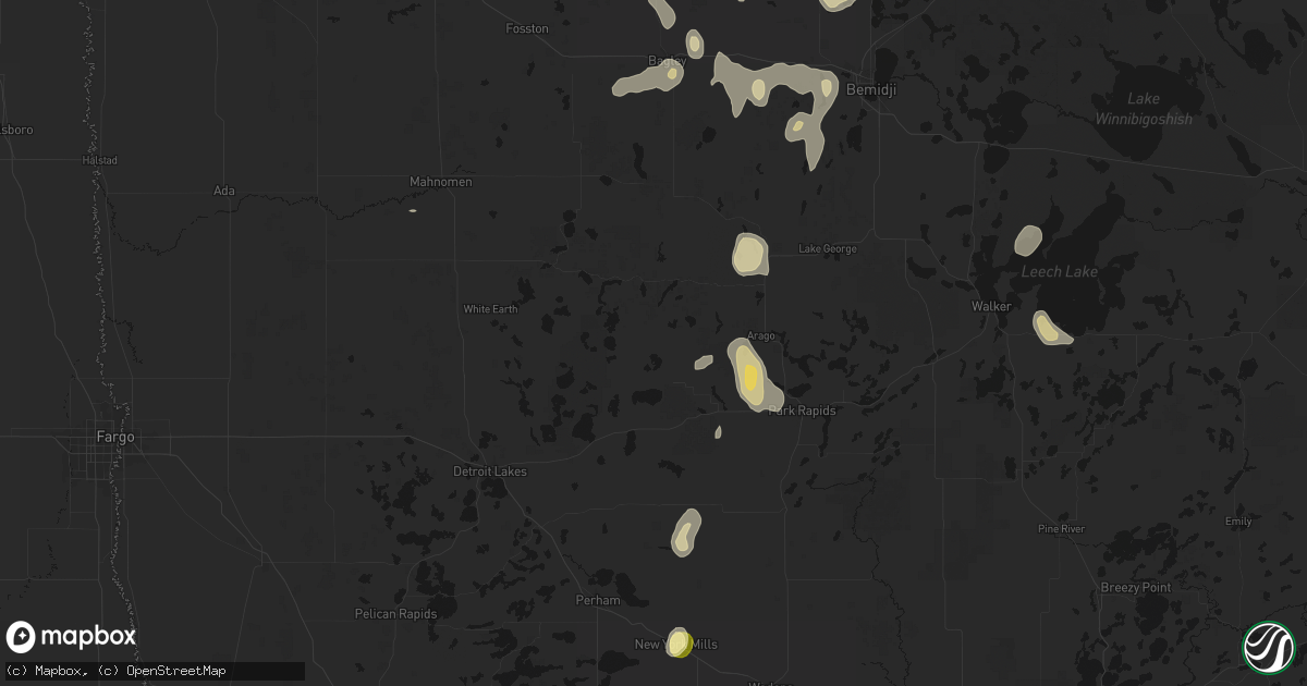 Hail map in Ponsford, MN on July 4, 2026