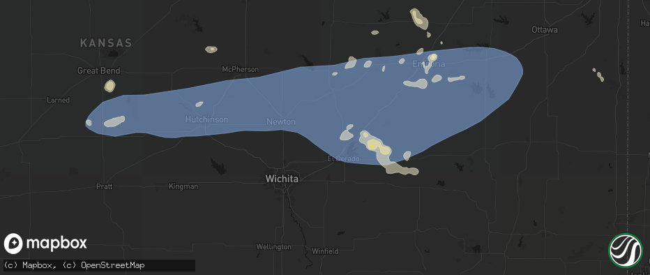 Hail map in Potwin, KS on July 4, 2026