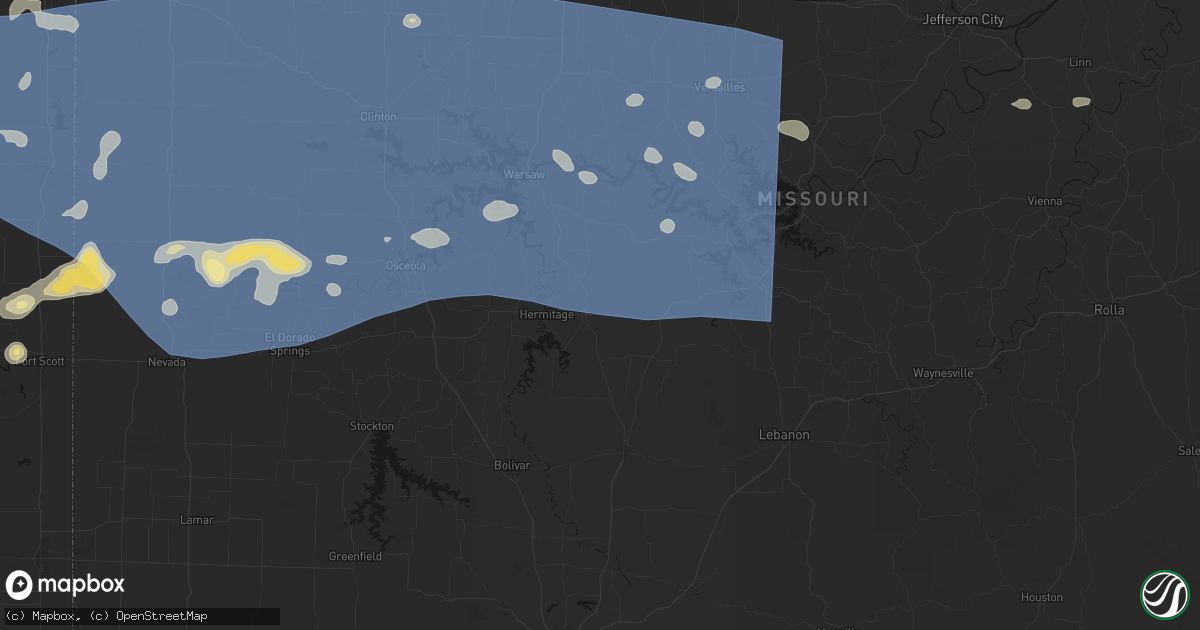 Hail map in Preston, MO on July 4, 2026