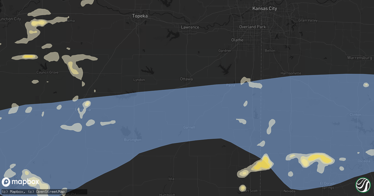 Hail map in Princeton, KS on July 4, 2026