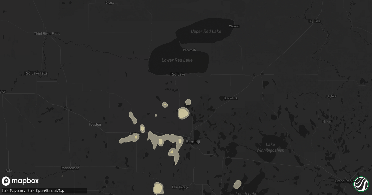 Hail map in Puposky, MN on July 4, 2026