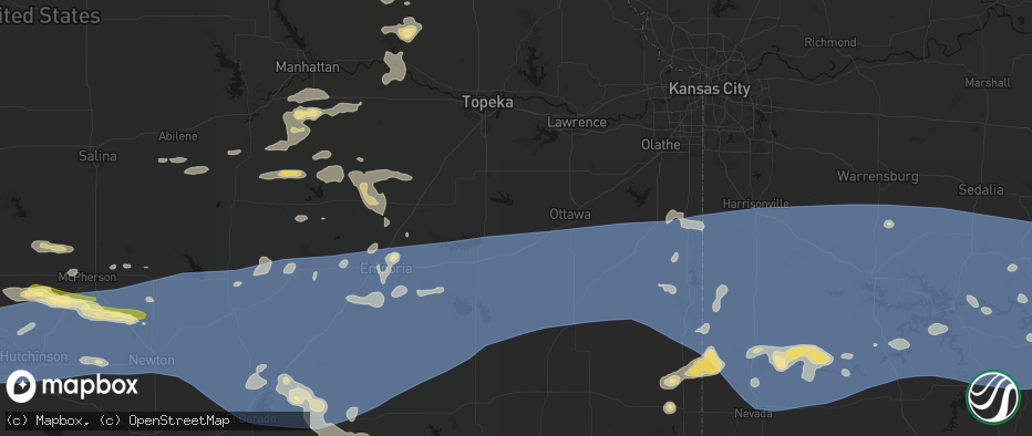 Hail map in Quenemo, KS on July 4, 2026