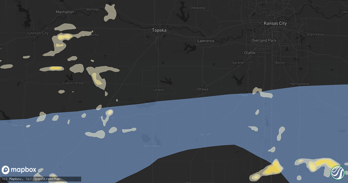 Hail map in Quenemo, KS on July 4, 2026