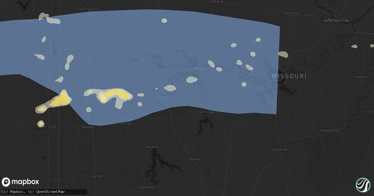 Hail map in Quincy, MO on July 4, 2026