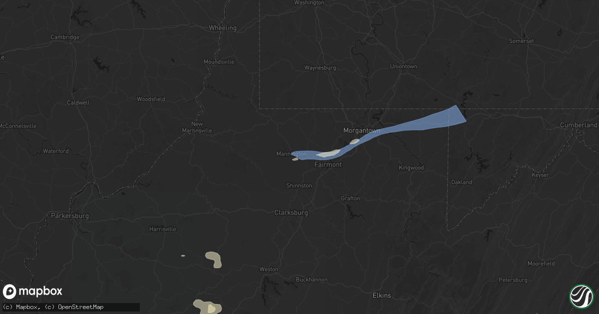 Hail map in Rachel, WV on July 4, 2026