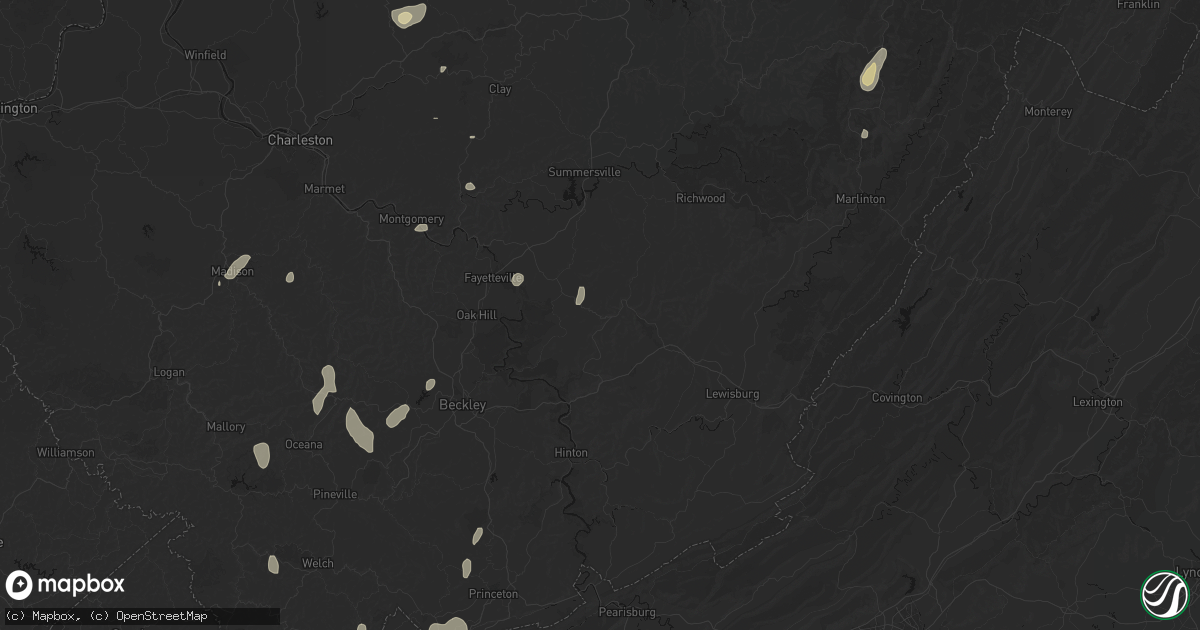 Hail map in Rainelle, WV on July 4, 2026