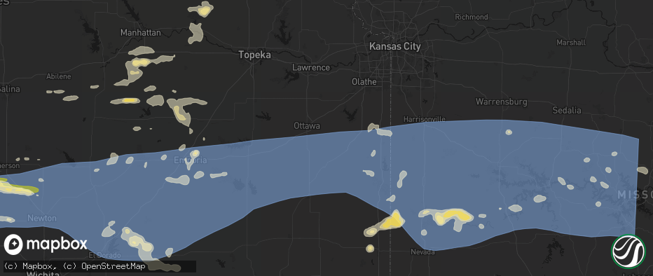 Hail map in Rantoul, KS on July 4, 2026