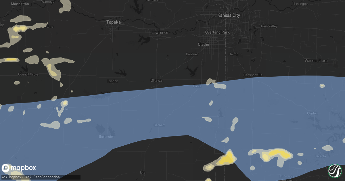 Hail map in Rantoul, KS on July 4, 2026