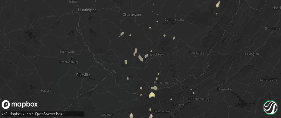 Hail map in Ravencliff, WV on July 4, 2026