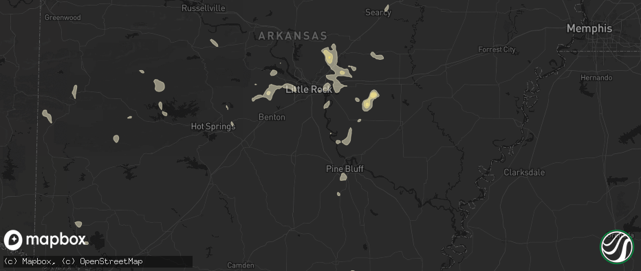Hail map in Redfield, AR on July 4, 2026