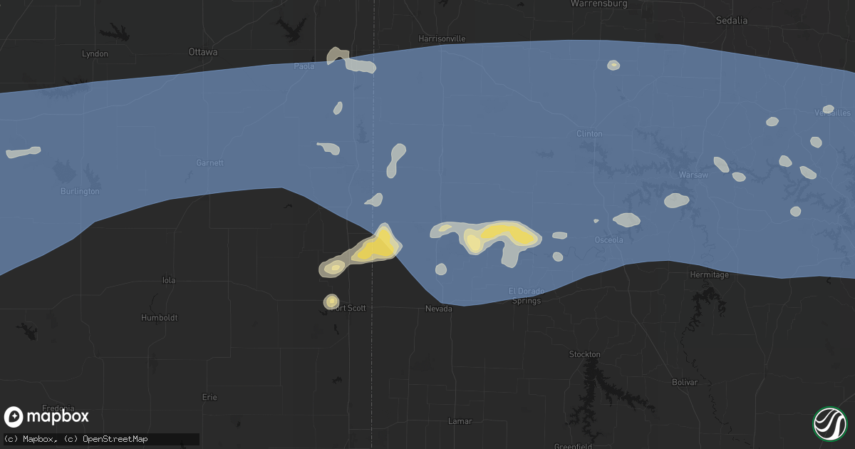 Hail map in Rich Hill, MO on July 4, 2026