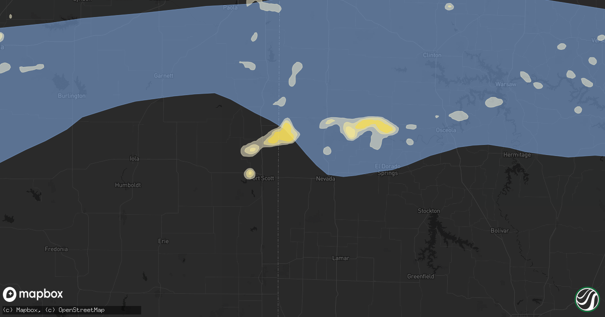 Hail map in Richards, MO on July 4, 2026