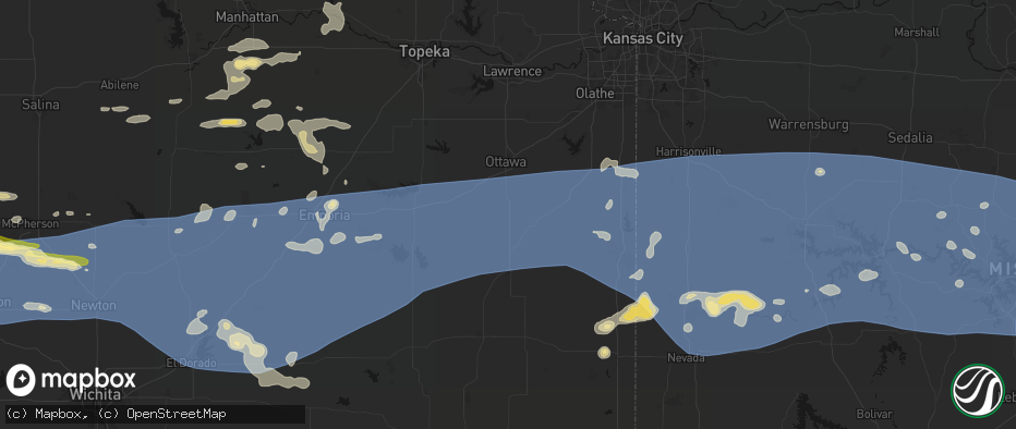 Hail map in Richmond, KS on July 4, 2026
