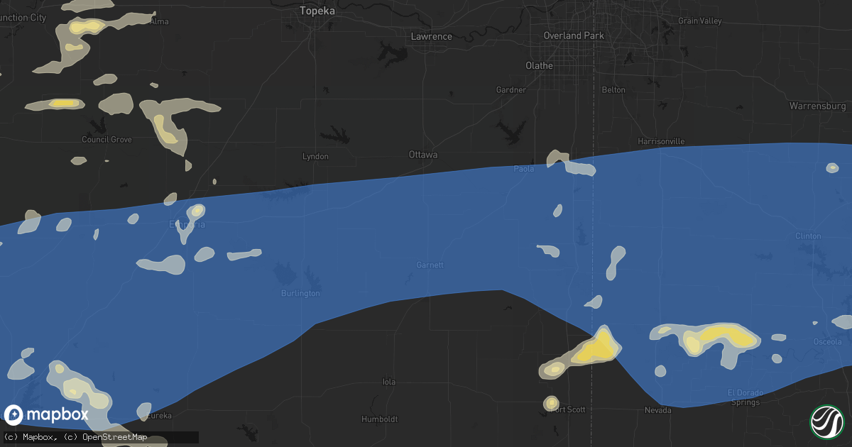 Hail map in Richmond, KS on July 4, 2026