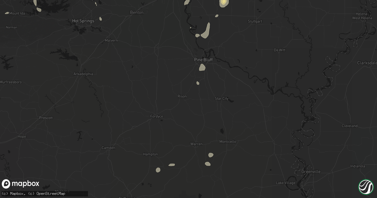 Hail map in Rison, AR on July 4, 2026