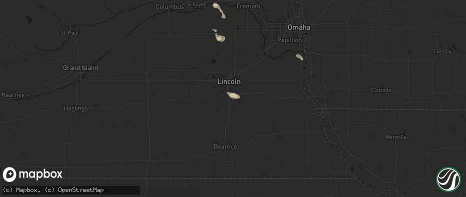 Hail map in Roca, NE on July 4, 2026
