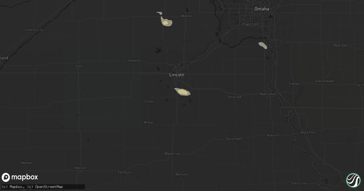 Hail map in Roca, NE on July 4, 2026