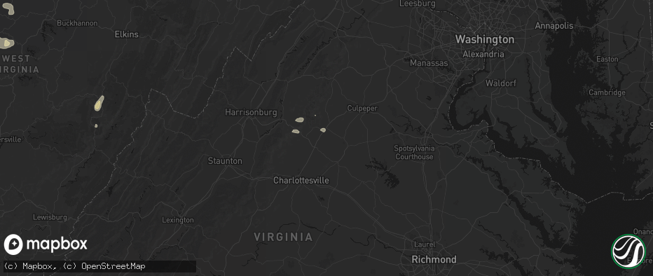 Hail map in Rochelle, VA on July 4, 2026