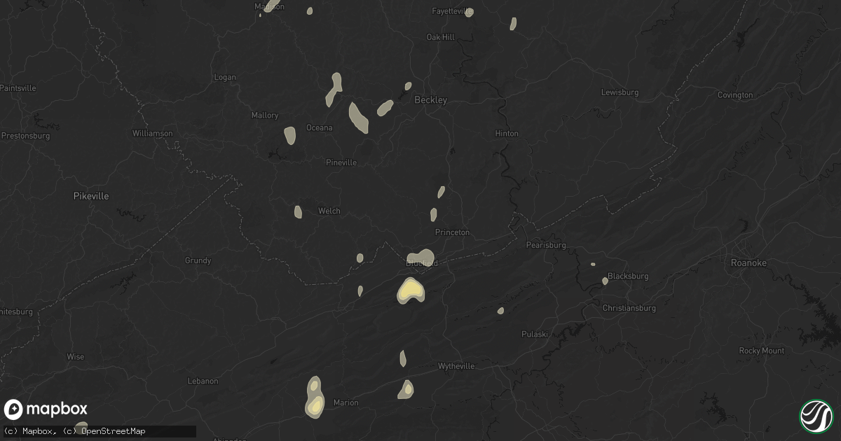 Hail map in Rock, WV on July 4, 2026