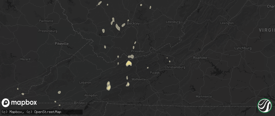 Hail map in Rocky Gap, VA on July 4, 2026