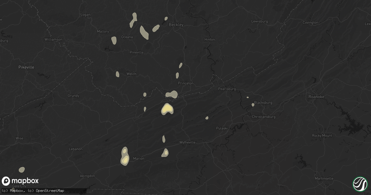 Hail map in Rocky Gap, VA on July 4, 2026