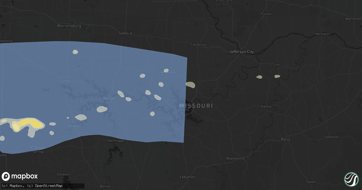 Hail map in Rocky Mount, MO on July 4, 2026