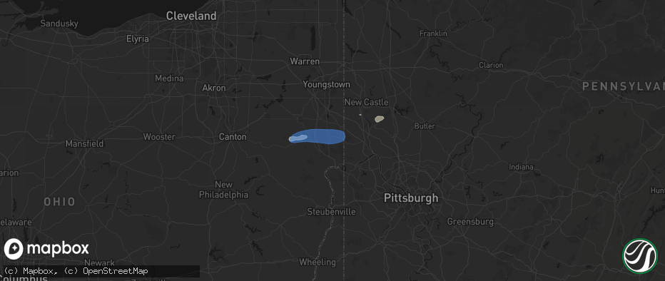Hail map in Rogers, OH on July 4, 2026