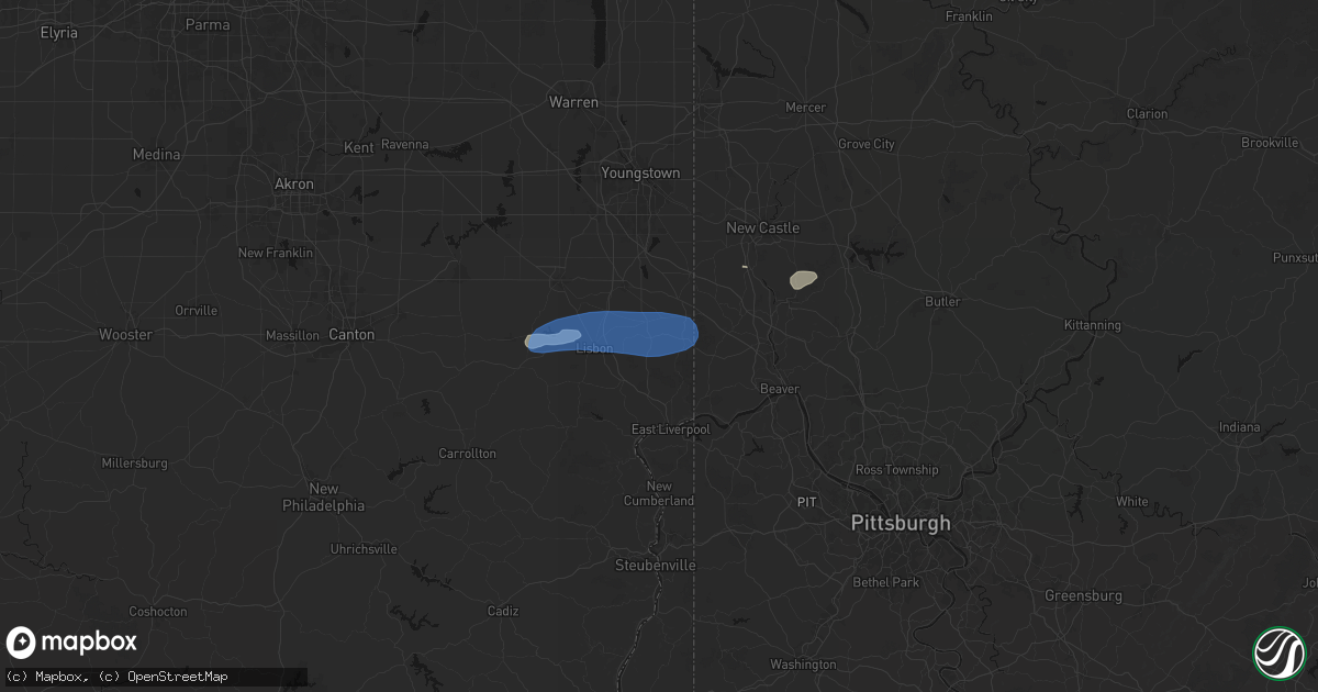 Hail map in Rogers, OH on July 4, 2026