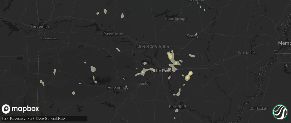 Hail map in Roland, AR on July 4, 2026