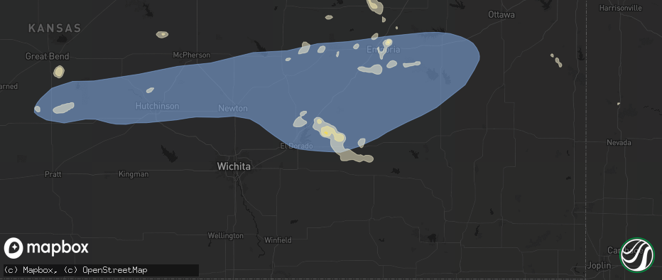 Hail map in Rosalia, KS on July 4, 2026