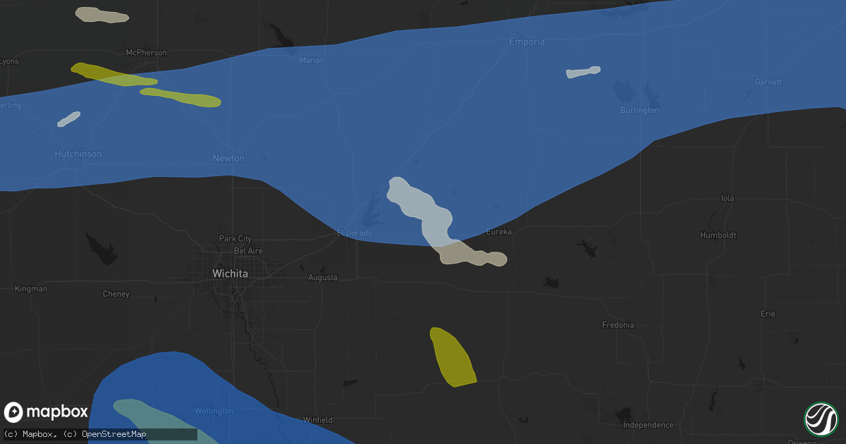 Hail map in Rosalia, KS on July 4, 2026