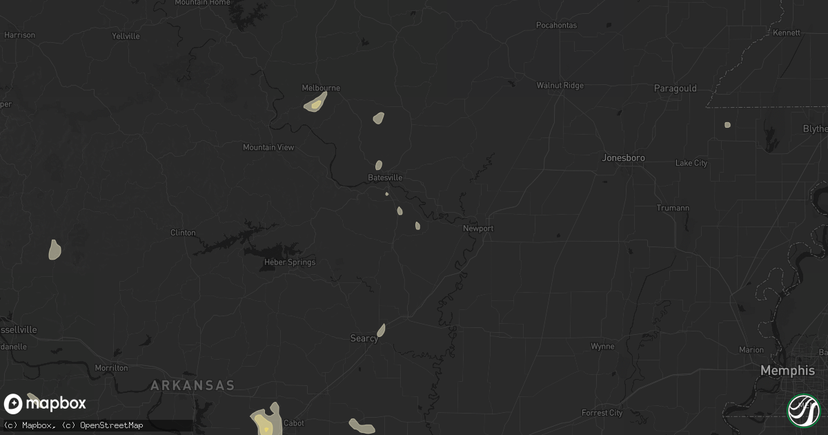 Hail map in Rosie, AR on July 4, 2026