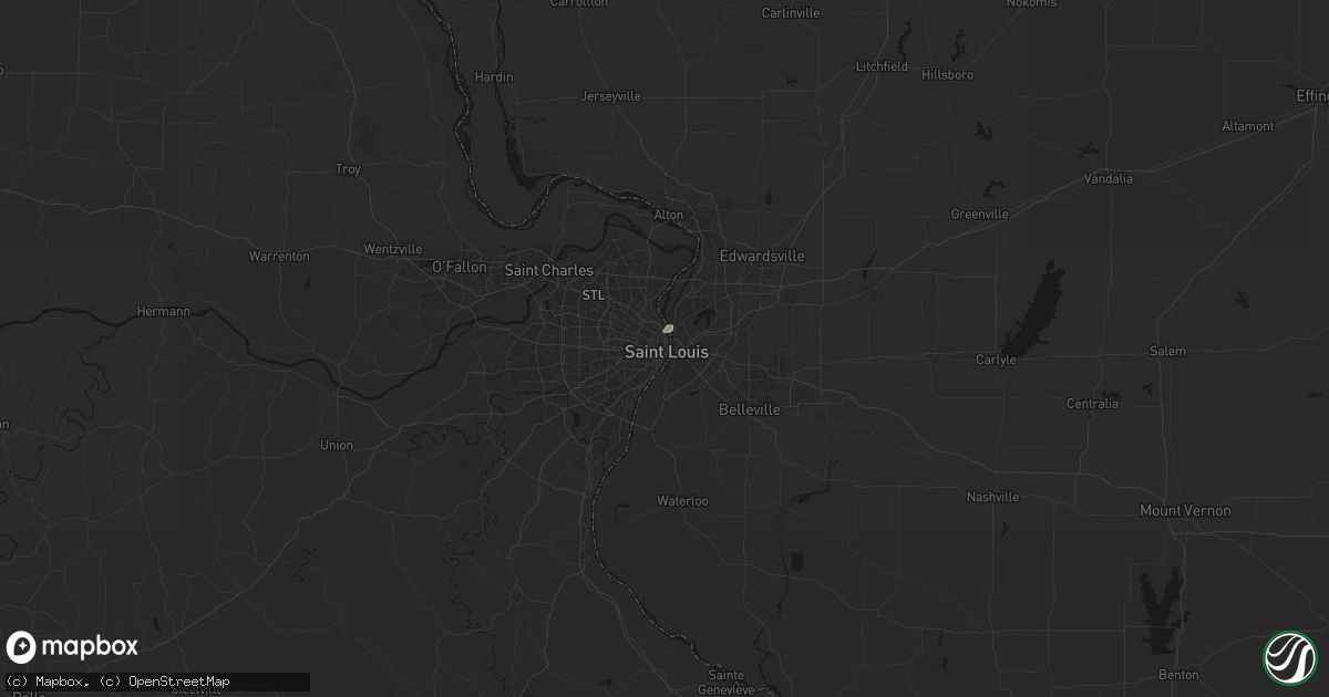 Hail map in Saint Louis, MO on July 4, 2026