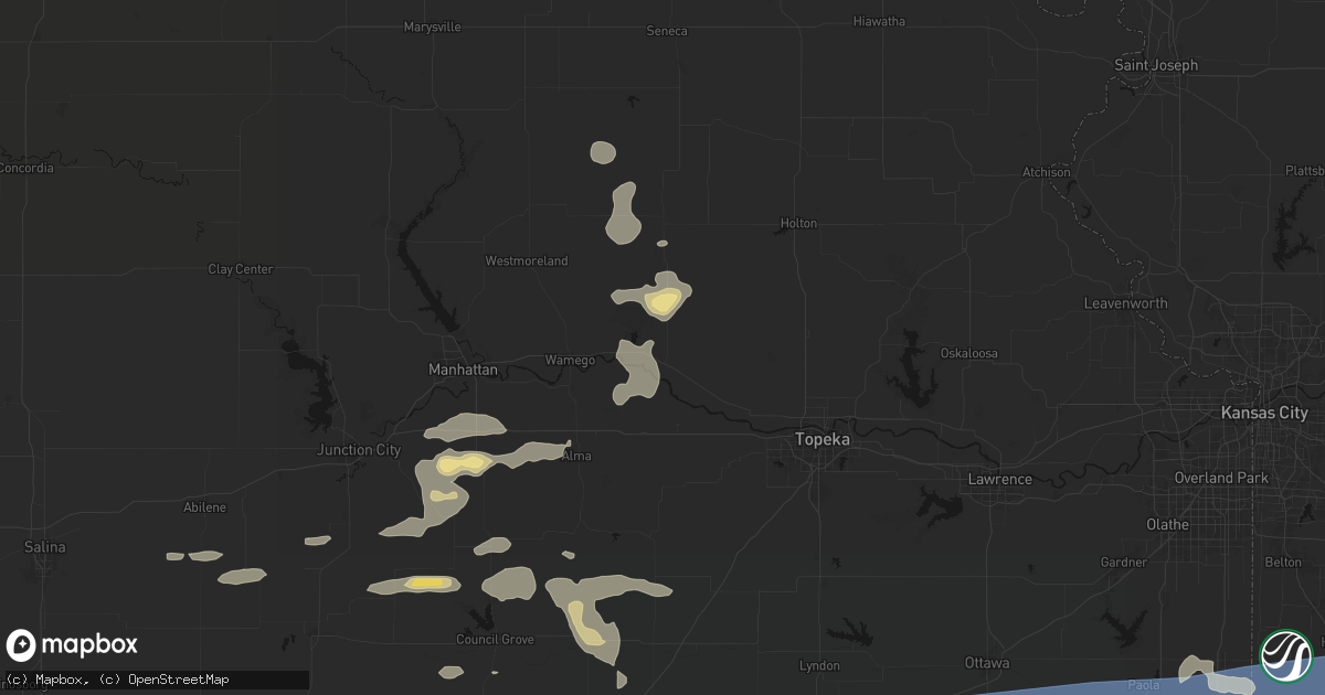 Hail map in Saint Marys, KS on July 4, 2026