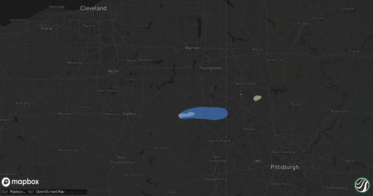 Hail map in Salem, OH on July 4, 2026