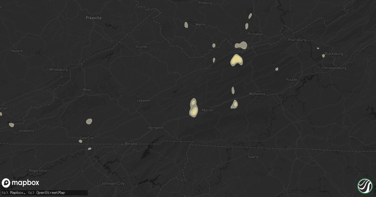 Hail map in Saltville, VA on July 4, 2026