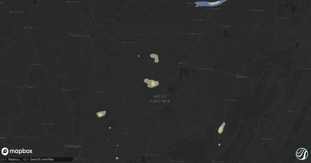 Hail map in Sand Fork, WV on July 4, 2026