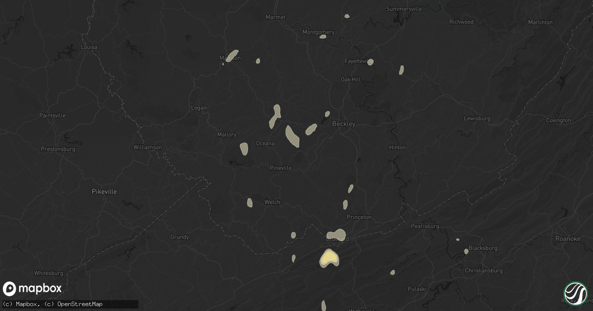 Hail map in Saulsville, WV on July 4, 2026