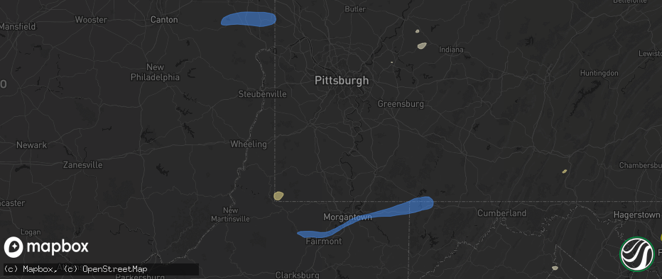 Hail map in Scenery Hill, PA on July 4, 2026