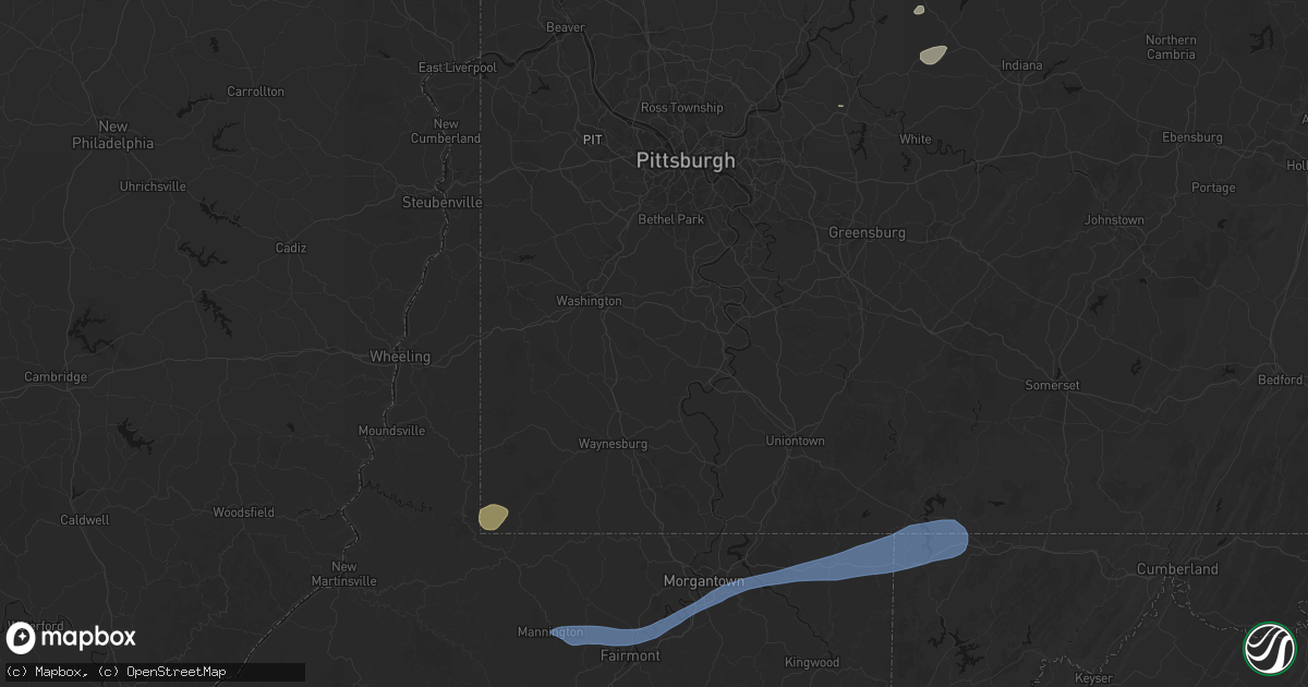 Hail map in Scenery Hill, PA on July 4, 2026