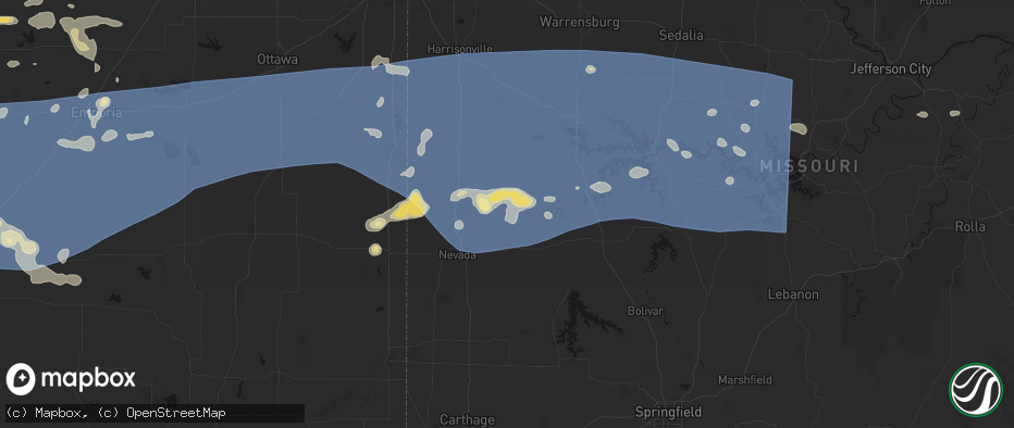Hail map in Schell City, MO on July 4, 2026