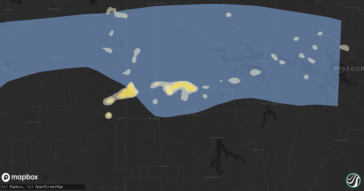 Hail map in Schell City, MO on July 4, 2026