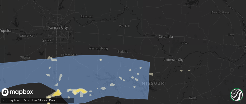 Hail map in Sedalia, MO on July 4, 2026