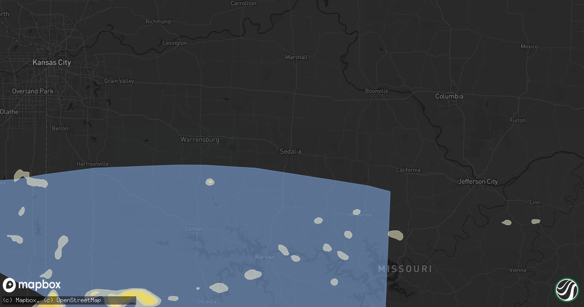Hail map in Sedalia, MO on July 4, 2026