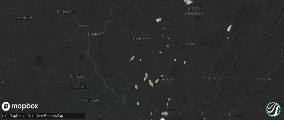 Hail map in Seth, WV on July 4, 2026
